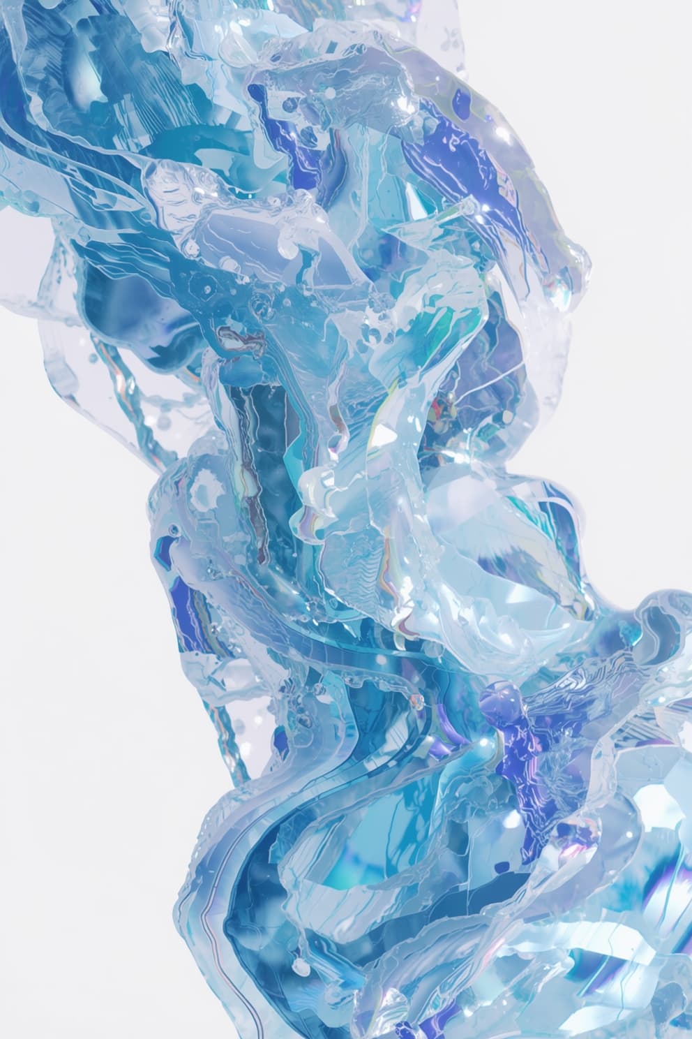 Abstract liquid-glass pharmaceutical artwork representing quality control systems